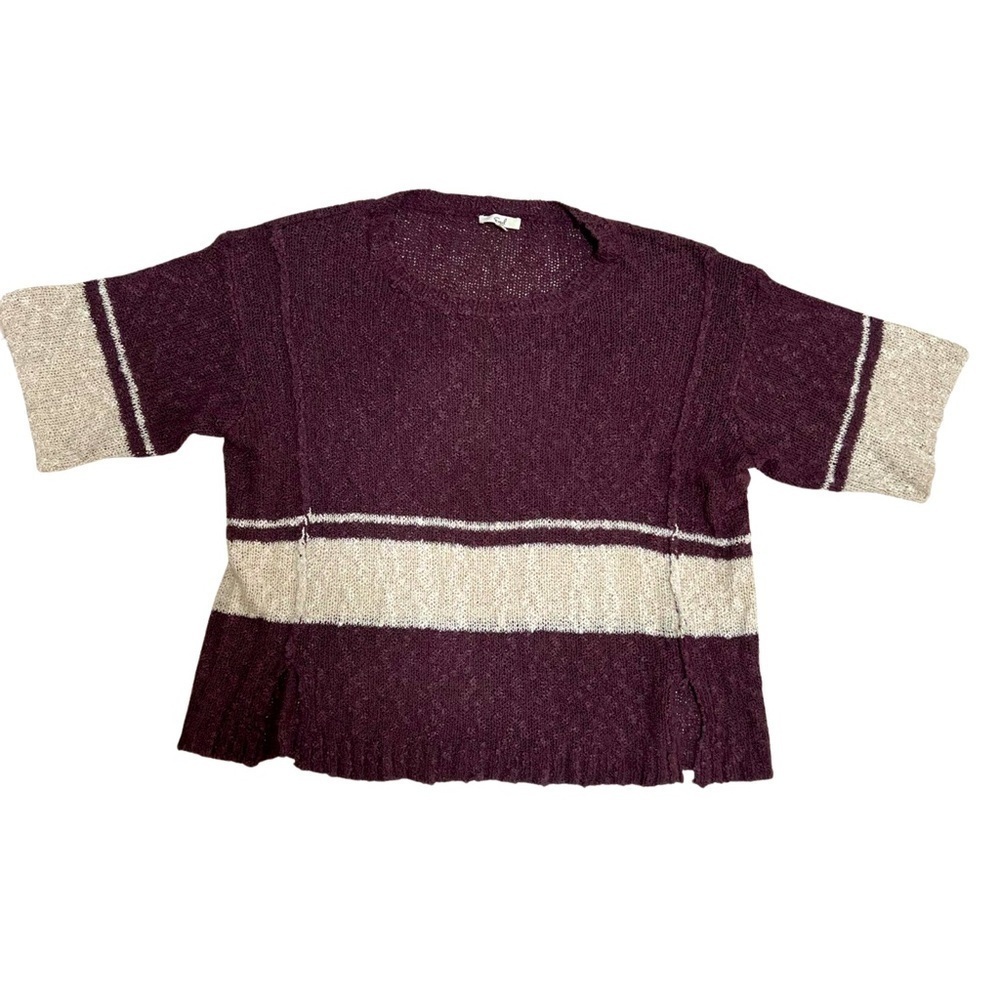 Easel oversized dark rose/ivory 3/4 sleeve sweater size S